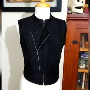 Double Breasted Double Zipper Micro Suede Vest by BCBG MAXAZRIA Medium